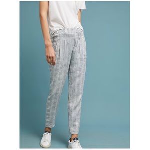 Anthropologie Striped Linen Joggers